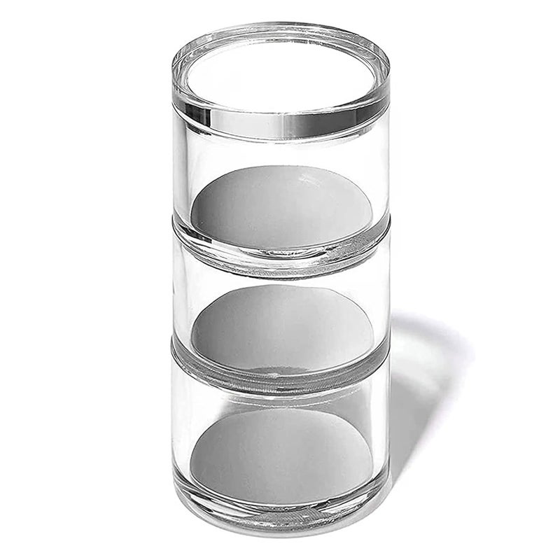 OfficeGoods 3-Tier Stackable Acrylic Holder- Stylish Desk Organizer and Storage for Office or Home - Transparent Round Design with Silver Metal Base - Image 1